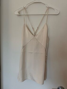 Express Cream V-Neck Cami with Spaghetti Straps